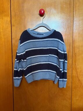 Size 4T Children’s Place Striped Crewneck Knit Sweater Blue and Navy